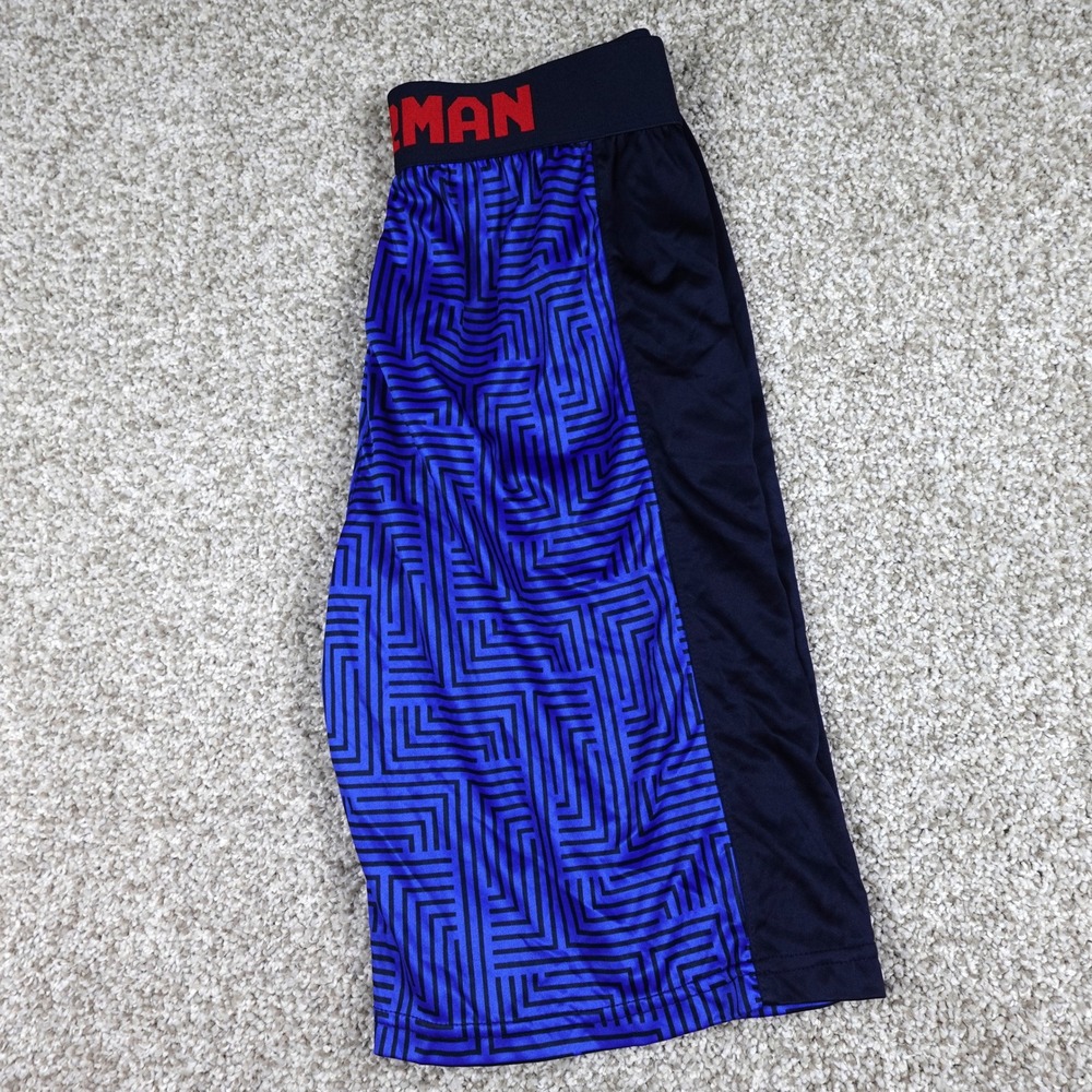 Superman Boys Blue Black Geometric Athletic Shorts Size 10/12 MBL0003WT
